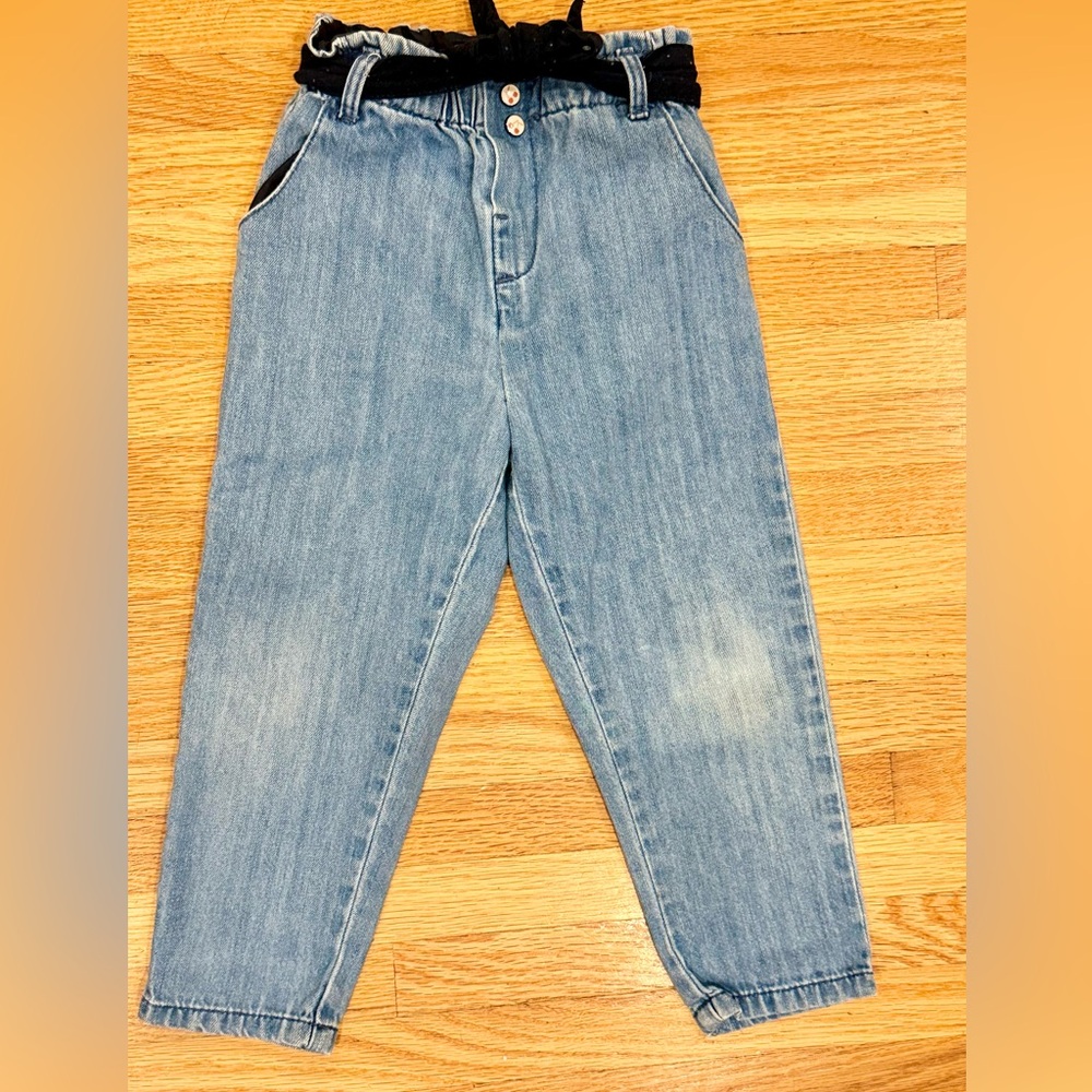 Zara  Paperbag Denim Jeans with tie waist